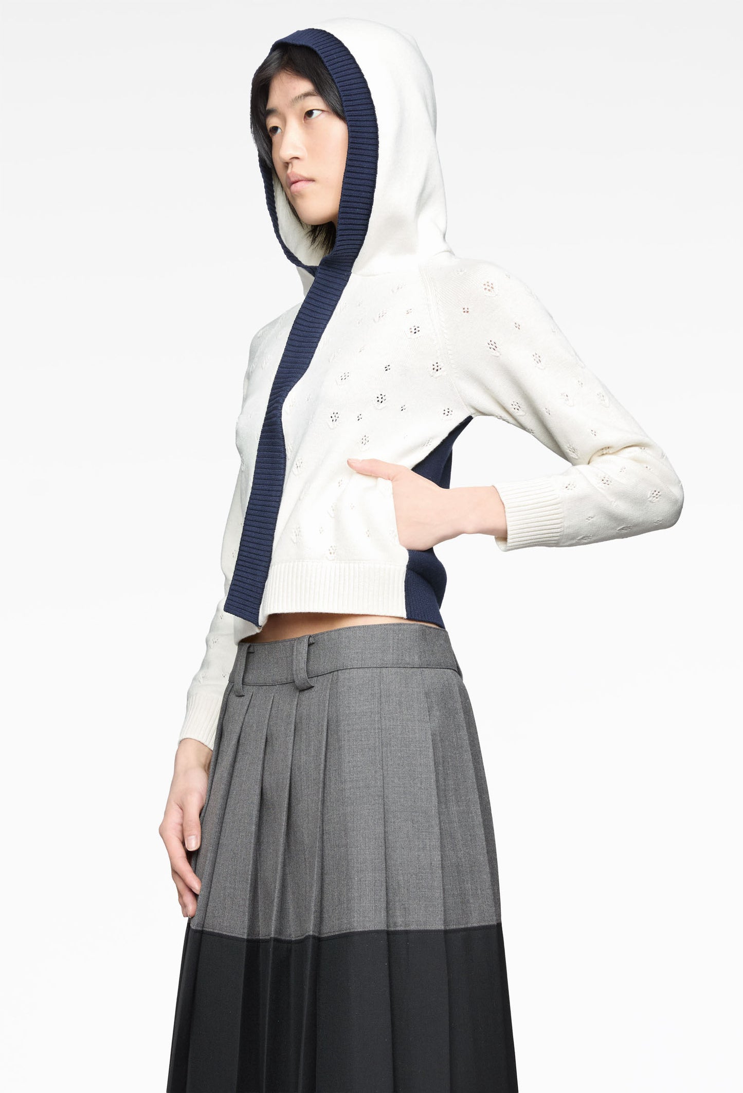 Floral Lace Knit Hoodie