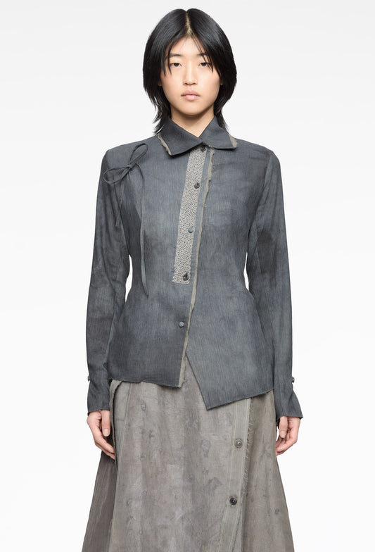 Forgotten Materials - Antique Lace Patch Asymmetrical Shirt (Komune Exclusive)