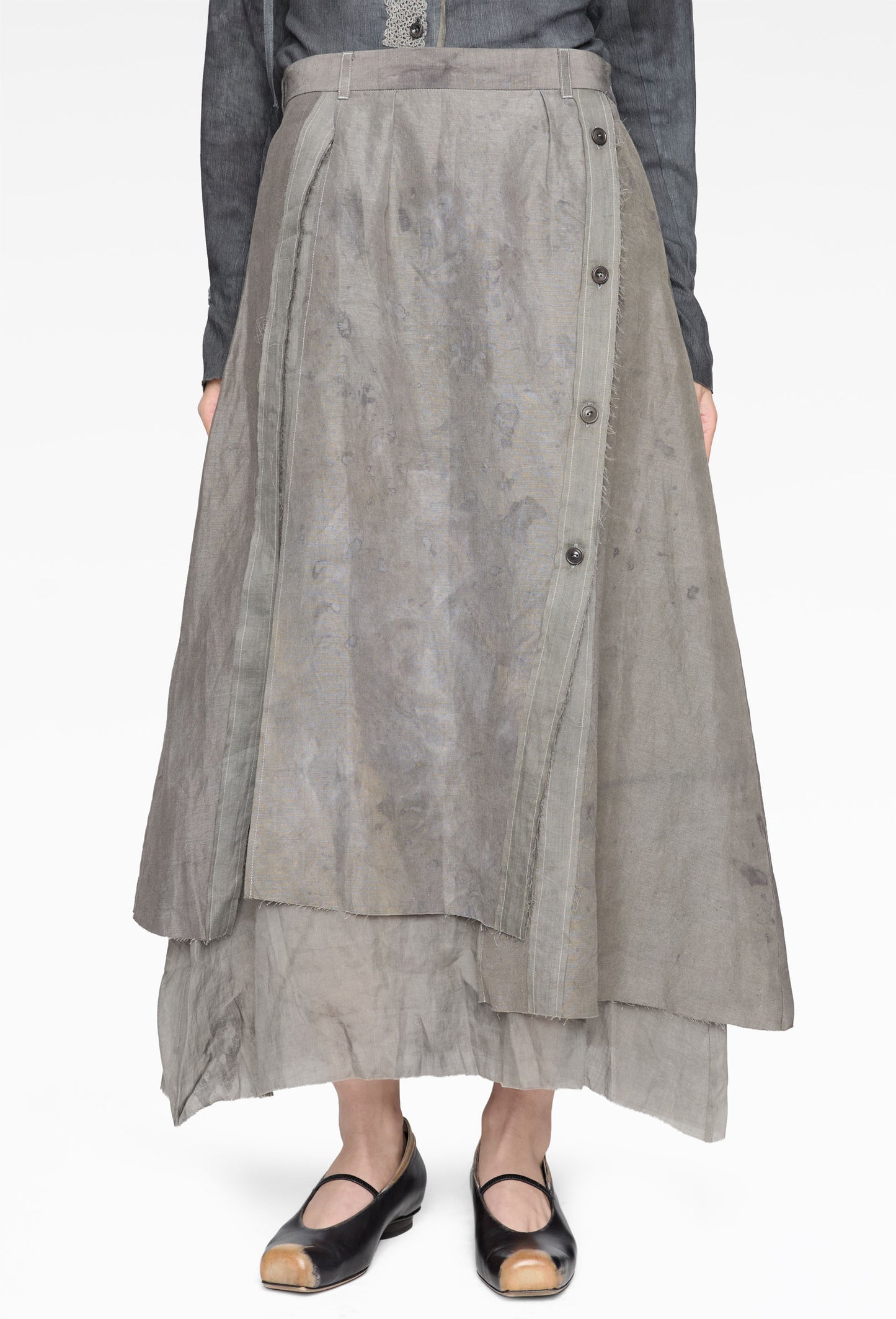 Forgotten Materials - Button Draft Layered Skirt (Komune Exclusive)