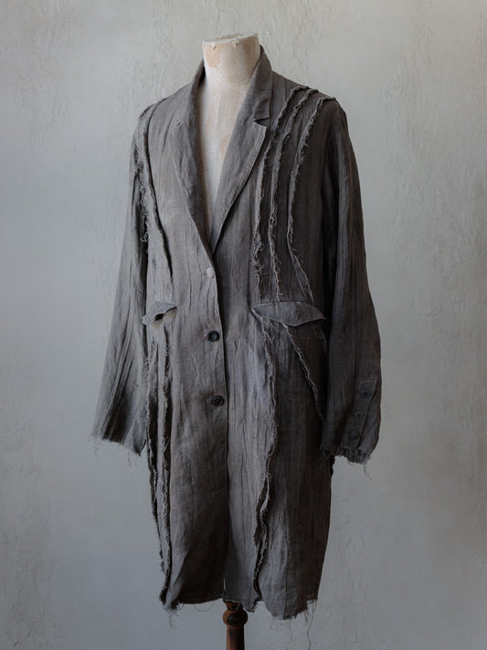 FM - Grey Fractured Linen Coat