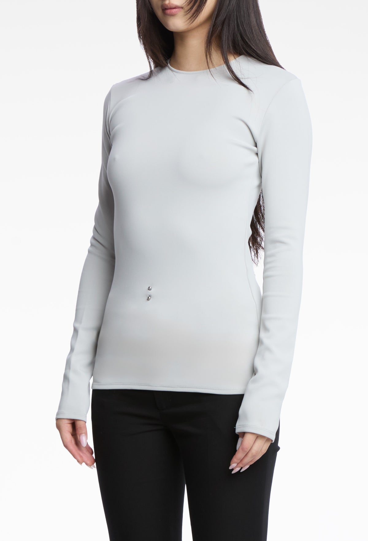 Gray Piercing Body Top