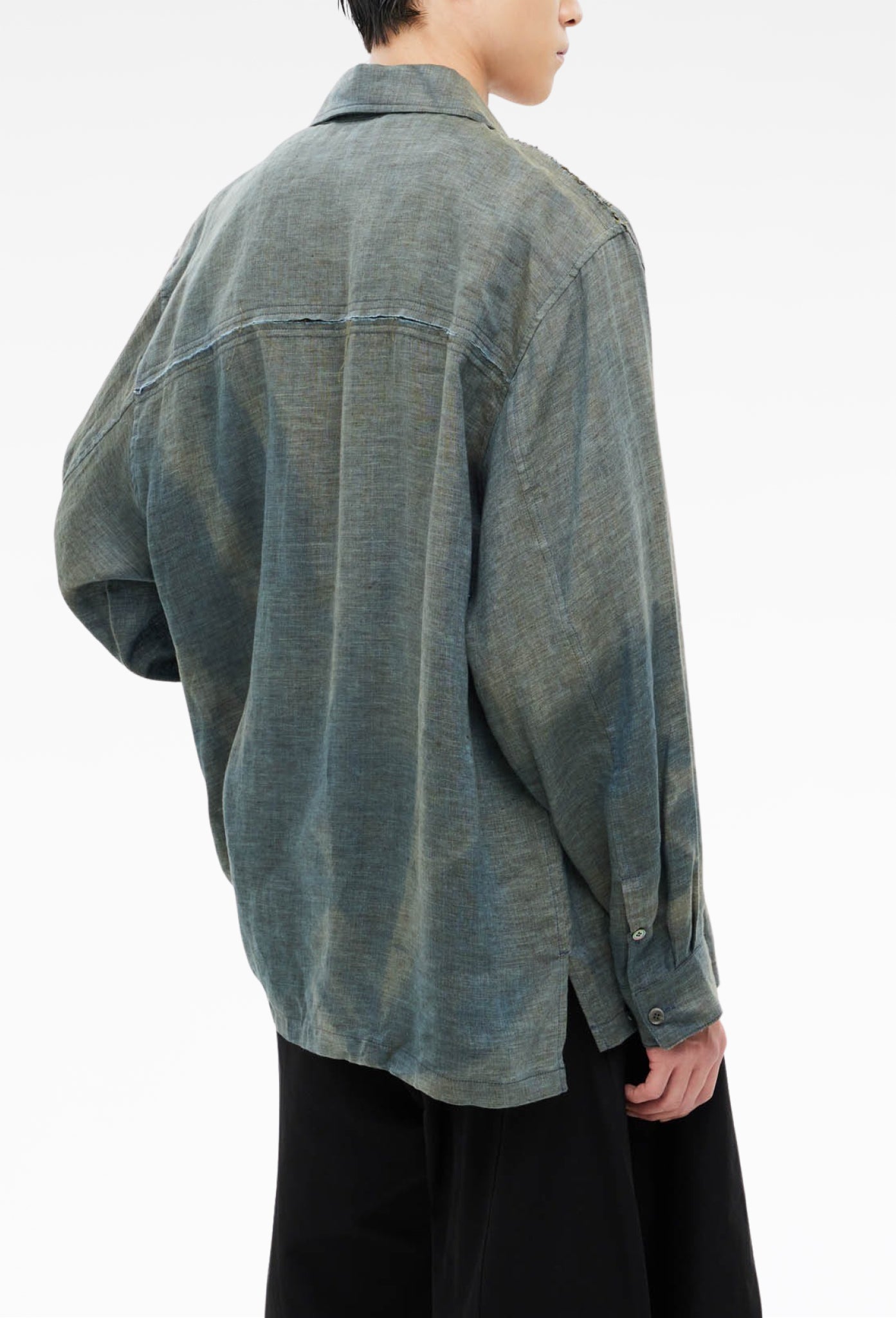 Green Sun-Bleached Raw Edged Shirt