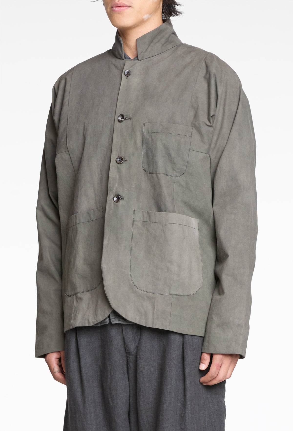 Grey Cotton Fisherman Jacket