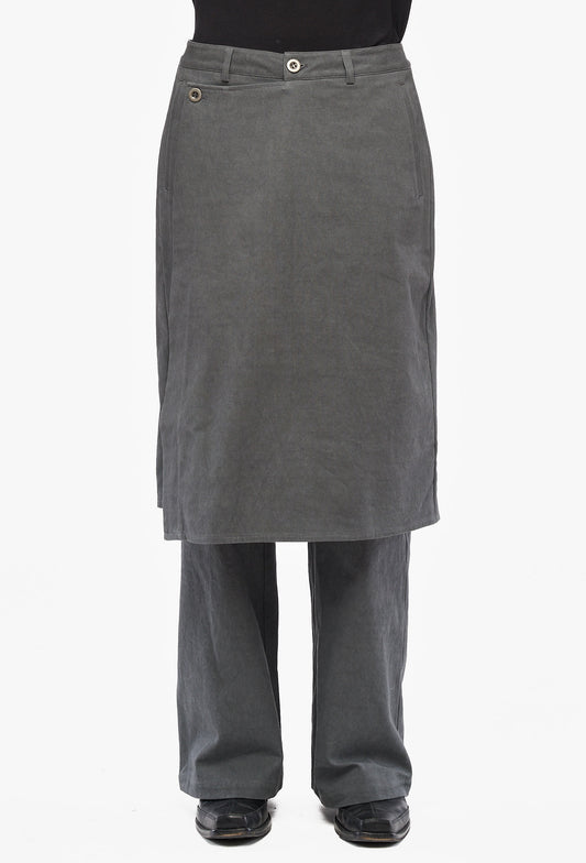 Grey Dirty Wash Apron Pants