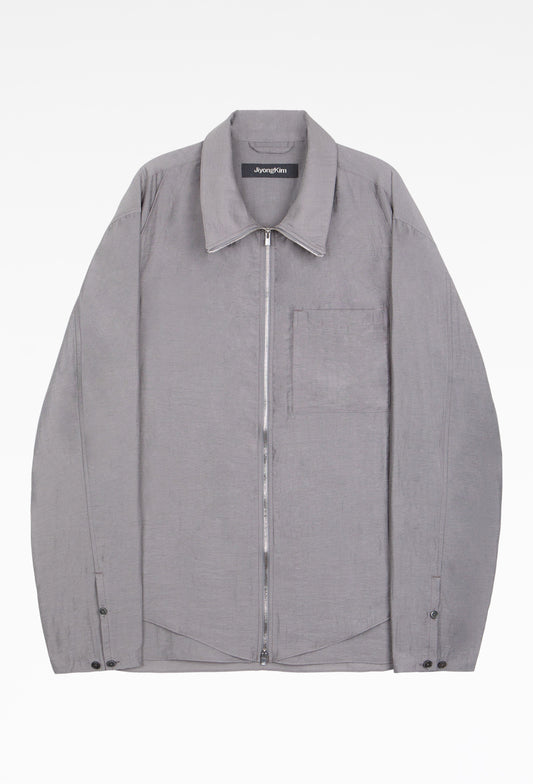 Grey Layered Zip-Up Shirt