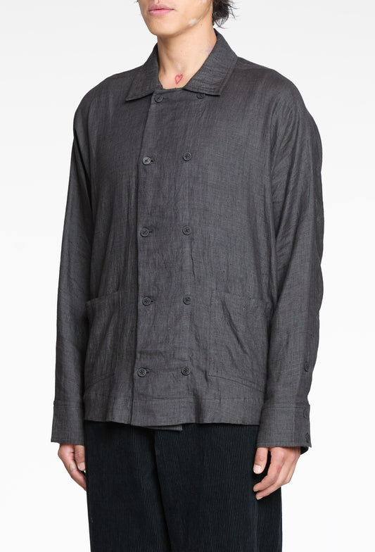 Grey Linen Double Breasted Shirt