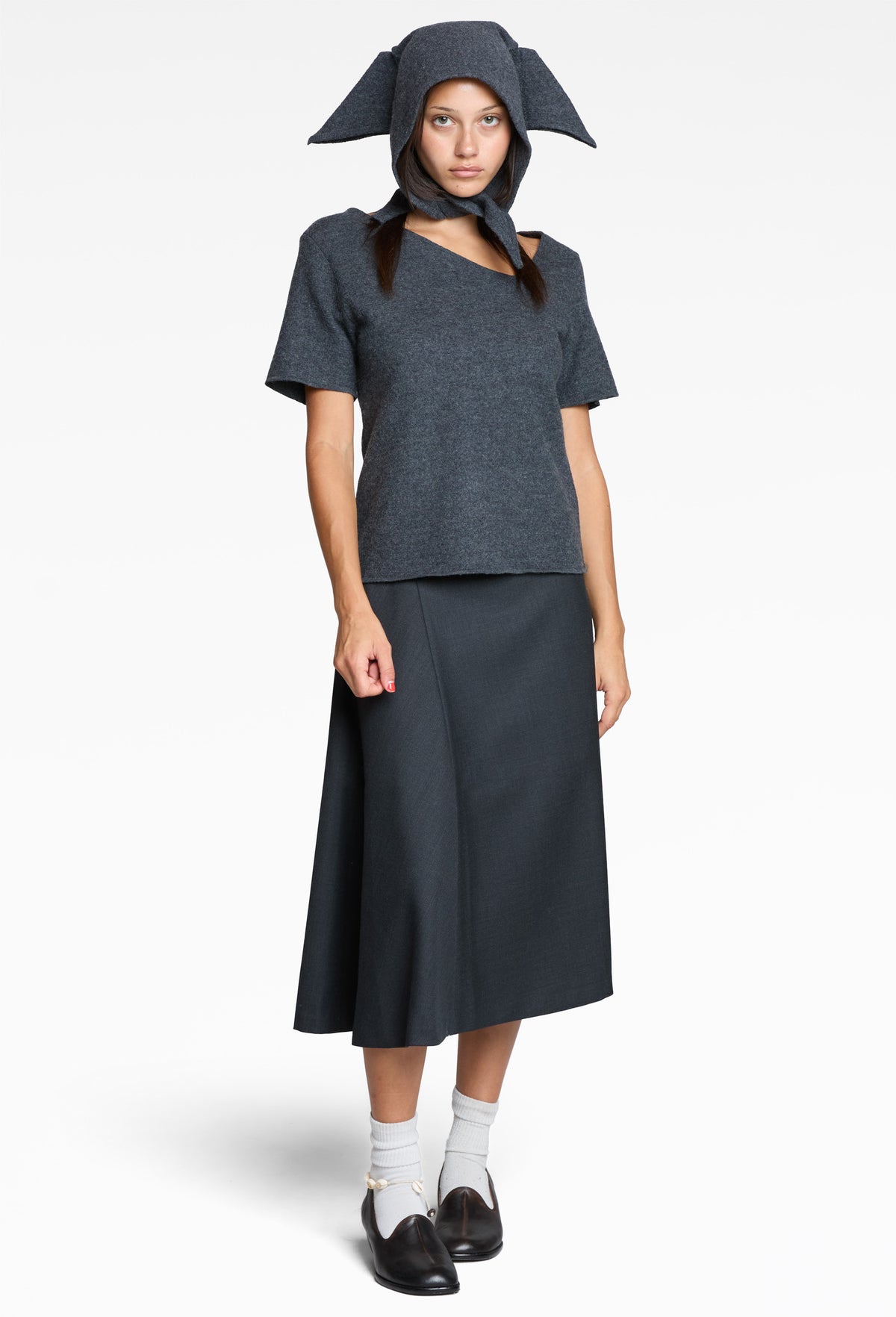 Grey Midi Woven Skirt