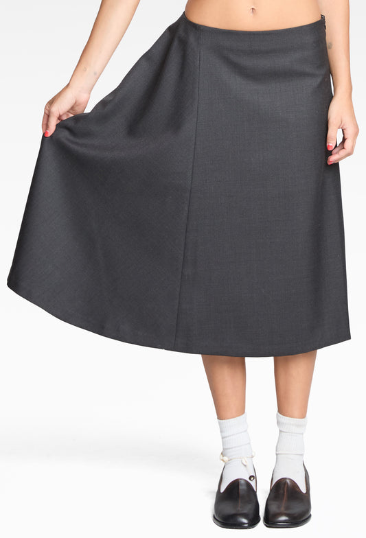 Grey Midi Woven Skirt