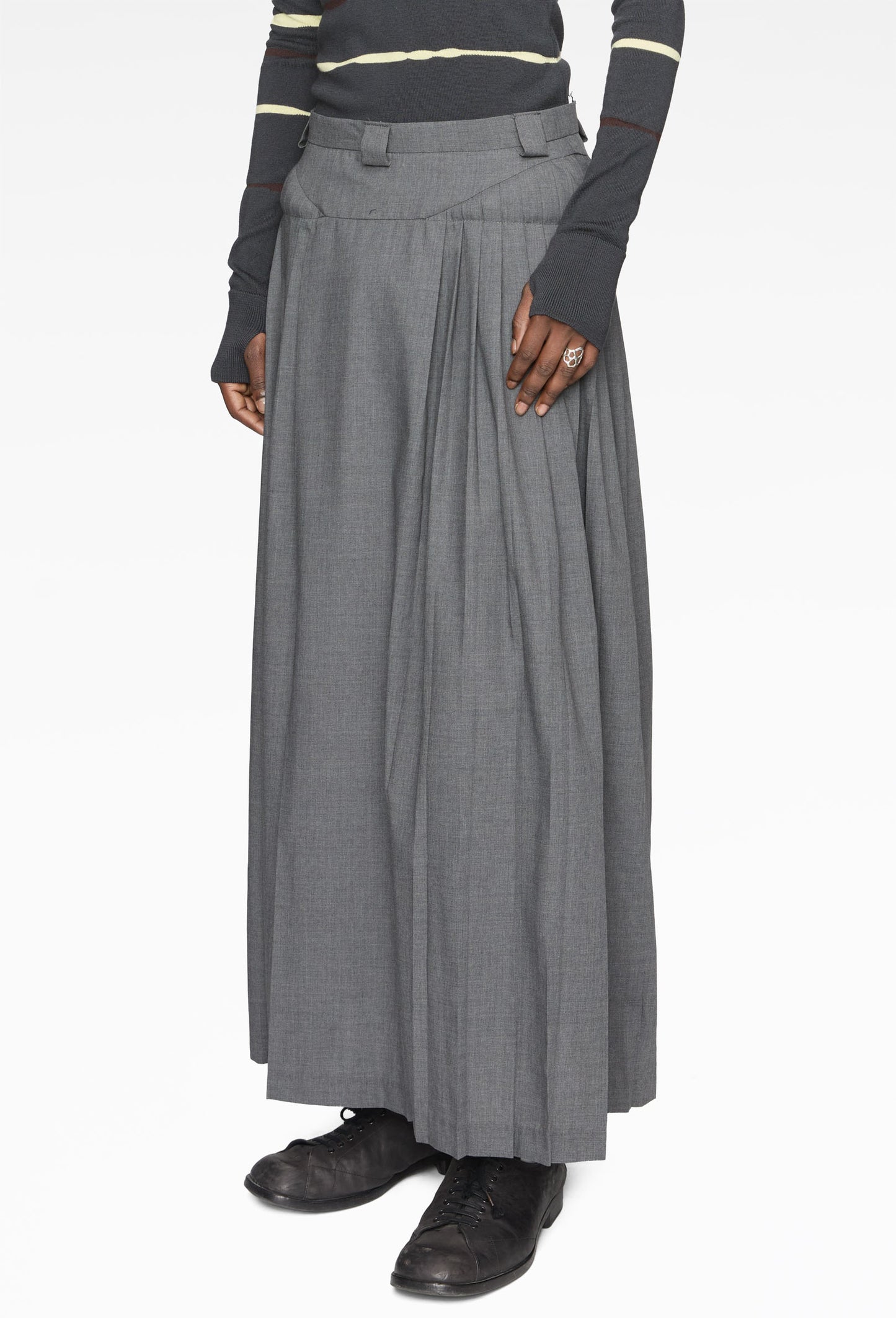 Grey Pleated Bumper Skirt