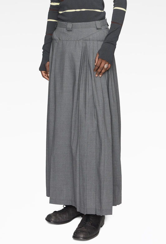 Grey Pleated Bumper Skirt