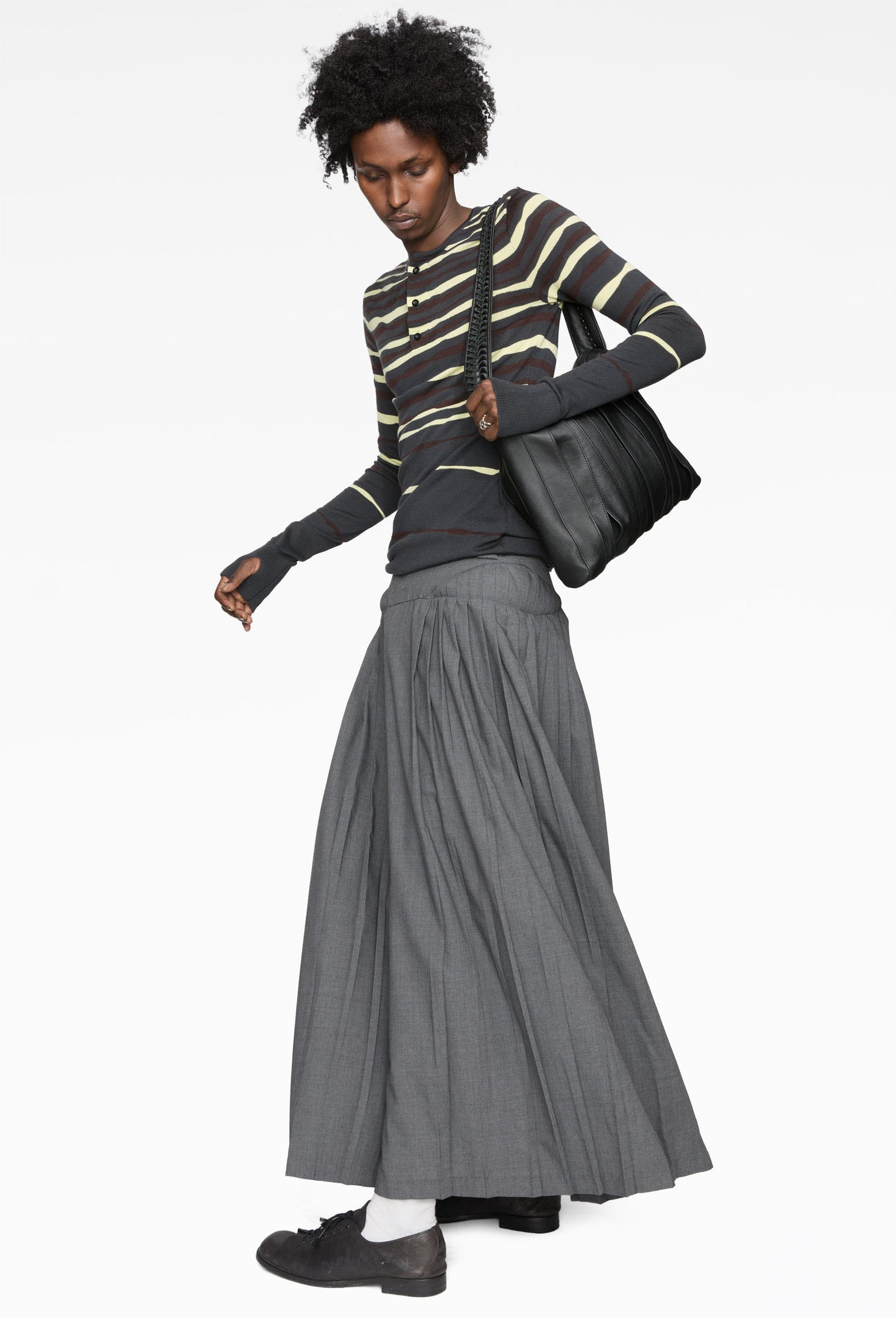Grey Pleated Bumper Skirt