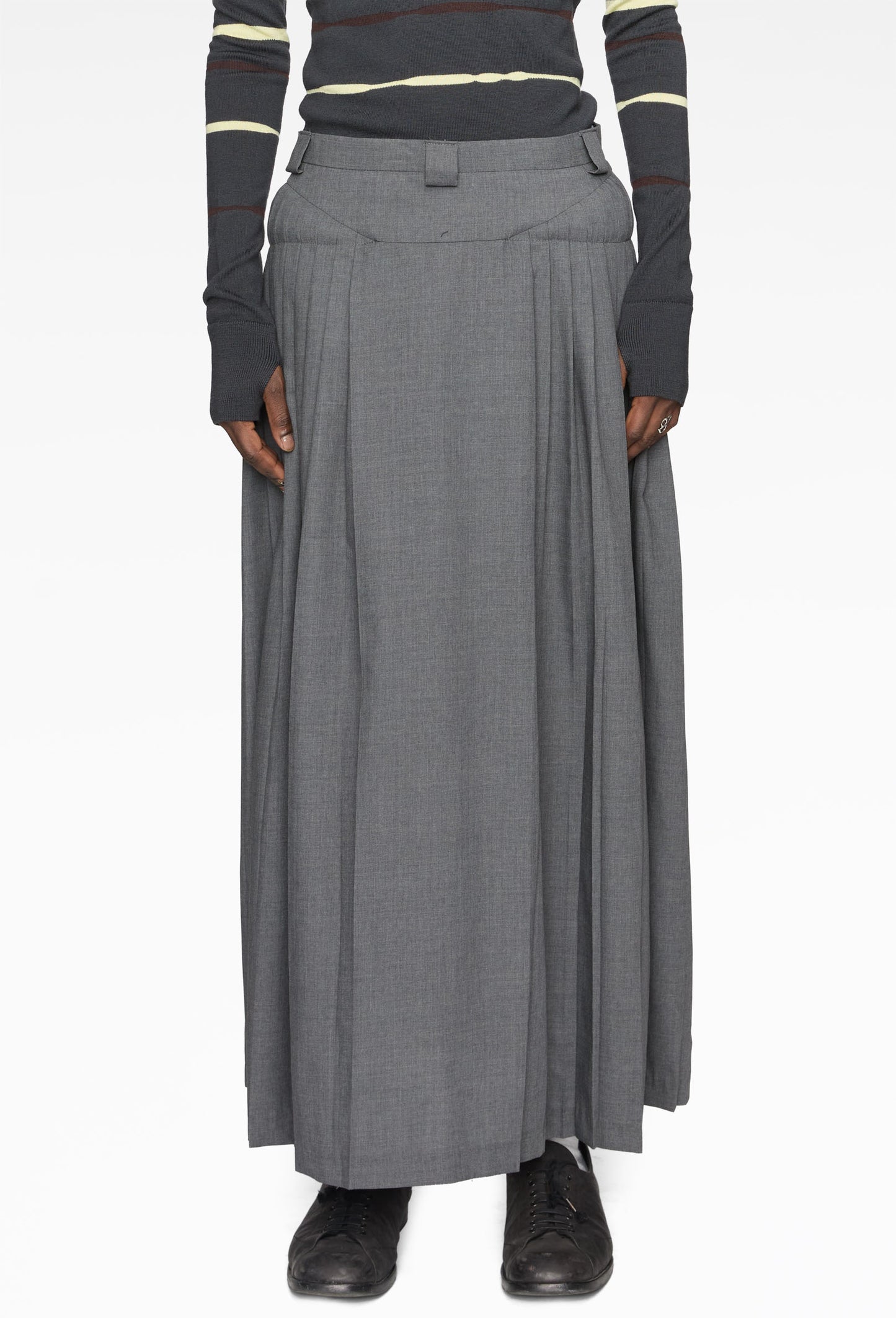 Grey Pleated Bumper Skirt