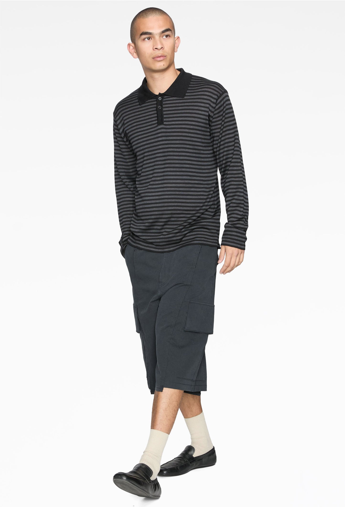 Grey Silk Chester Knit Sweater