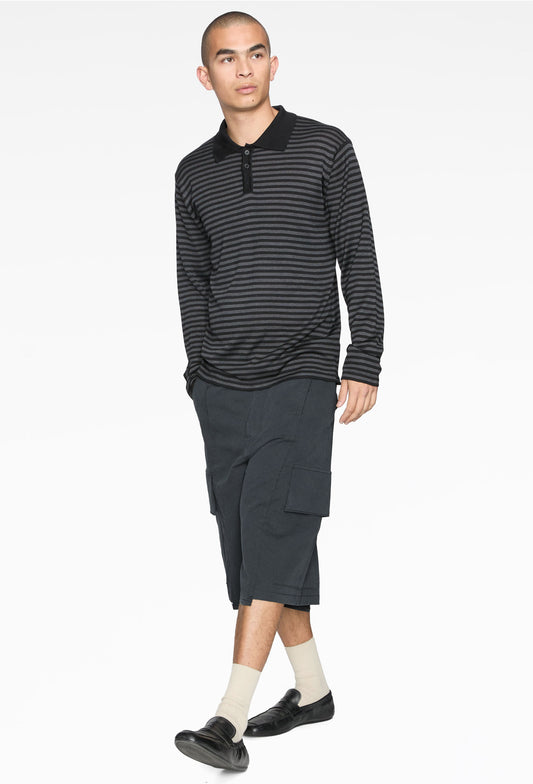 Grey Silk Chester Knit Sweater