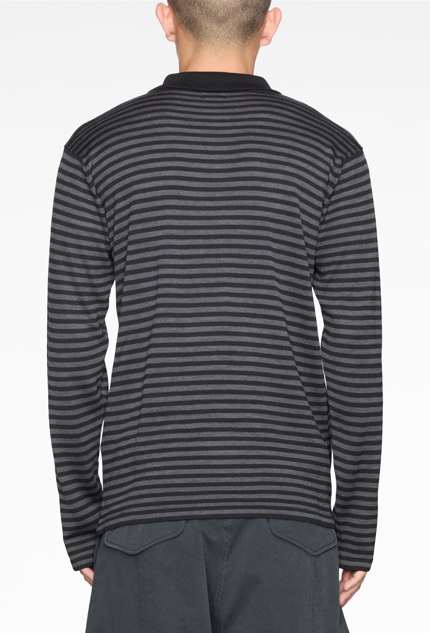 Grey Silk Chester Knit Sweater