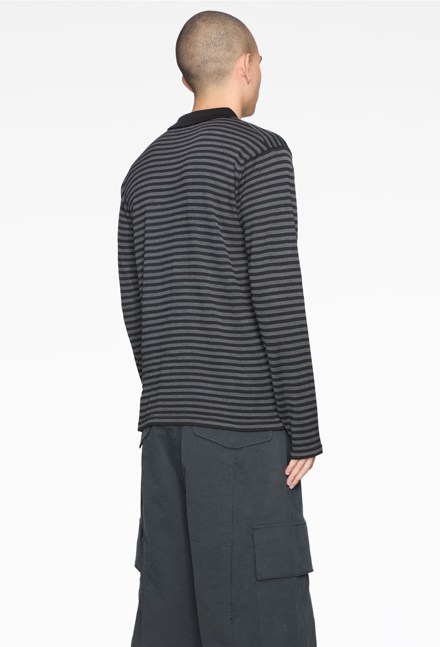 Grey Silk Chester Knit Sweater