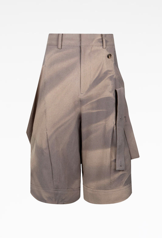 Grey Sun-Bleached Layered Strap Half Trousers