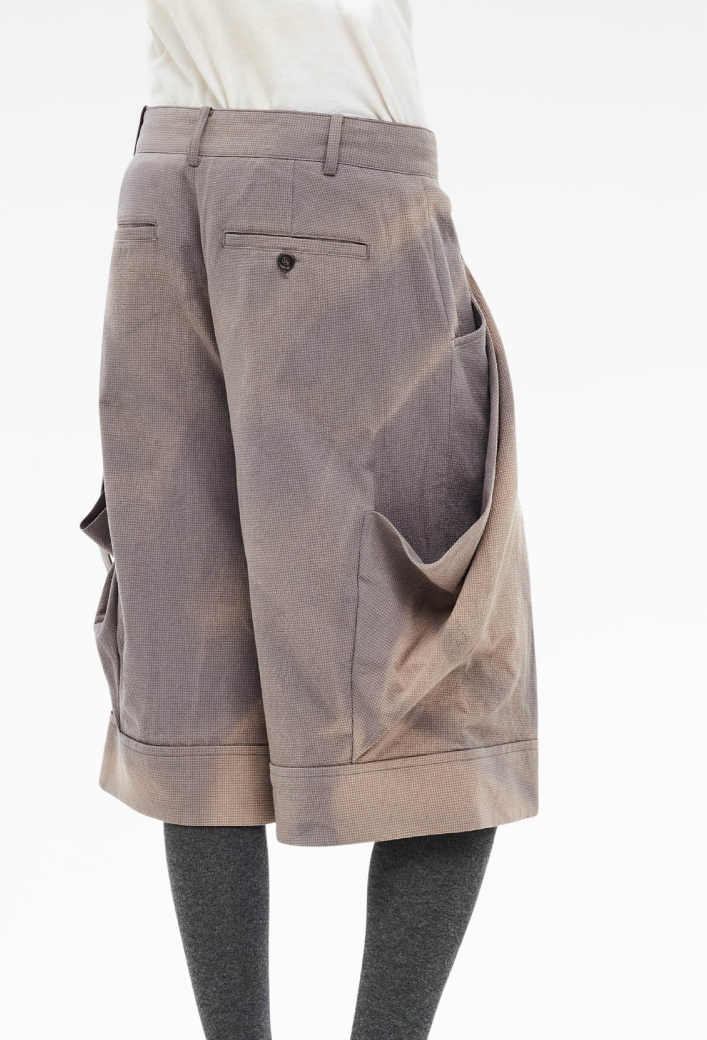Grey Sun-Bleached Layered Strap Half Trousers