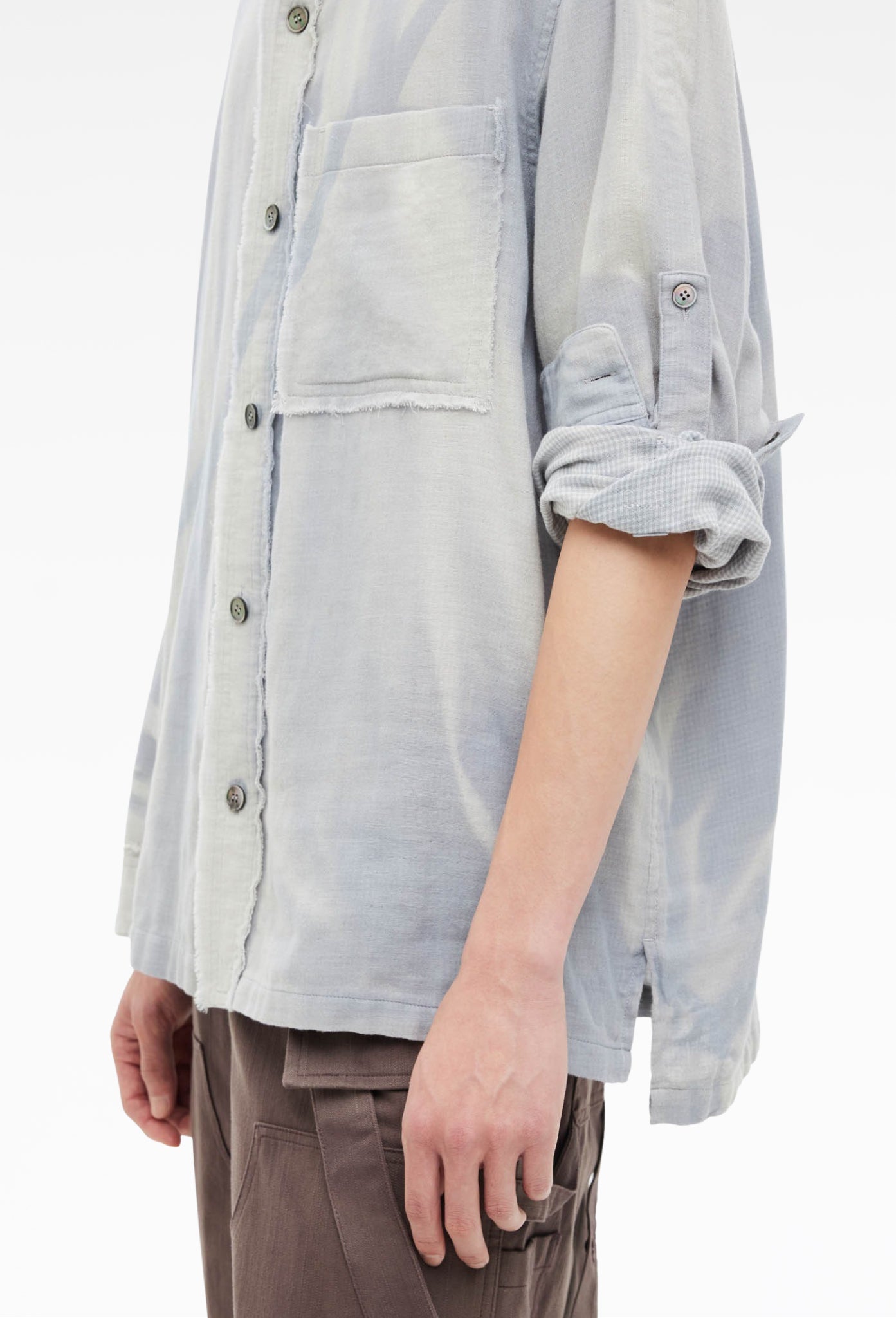 Grey Sun-Bleached Strap Detailed Shirt