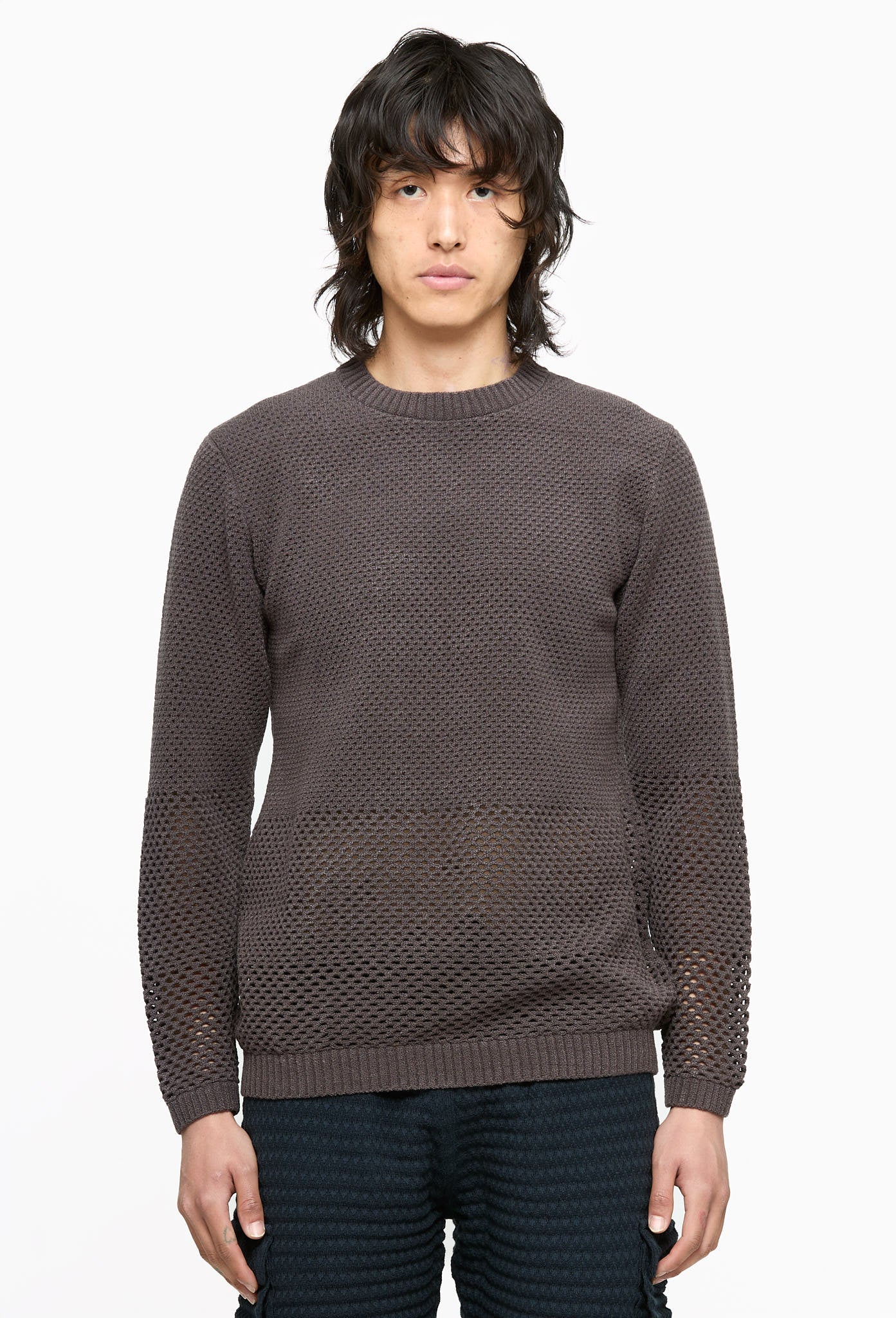 Iron Solid Crochet Crewneck Sweater