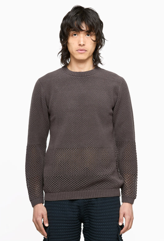 Iron Solid Crochet Crewneck Sweater