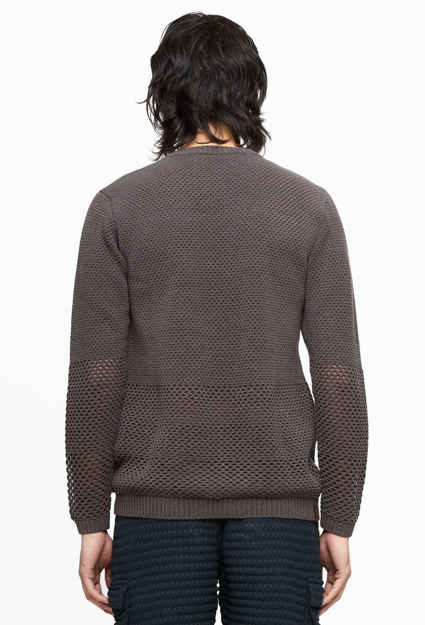 Iron Solid Crochet Crewneck Sweater