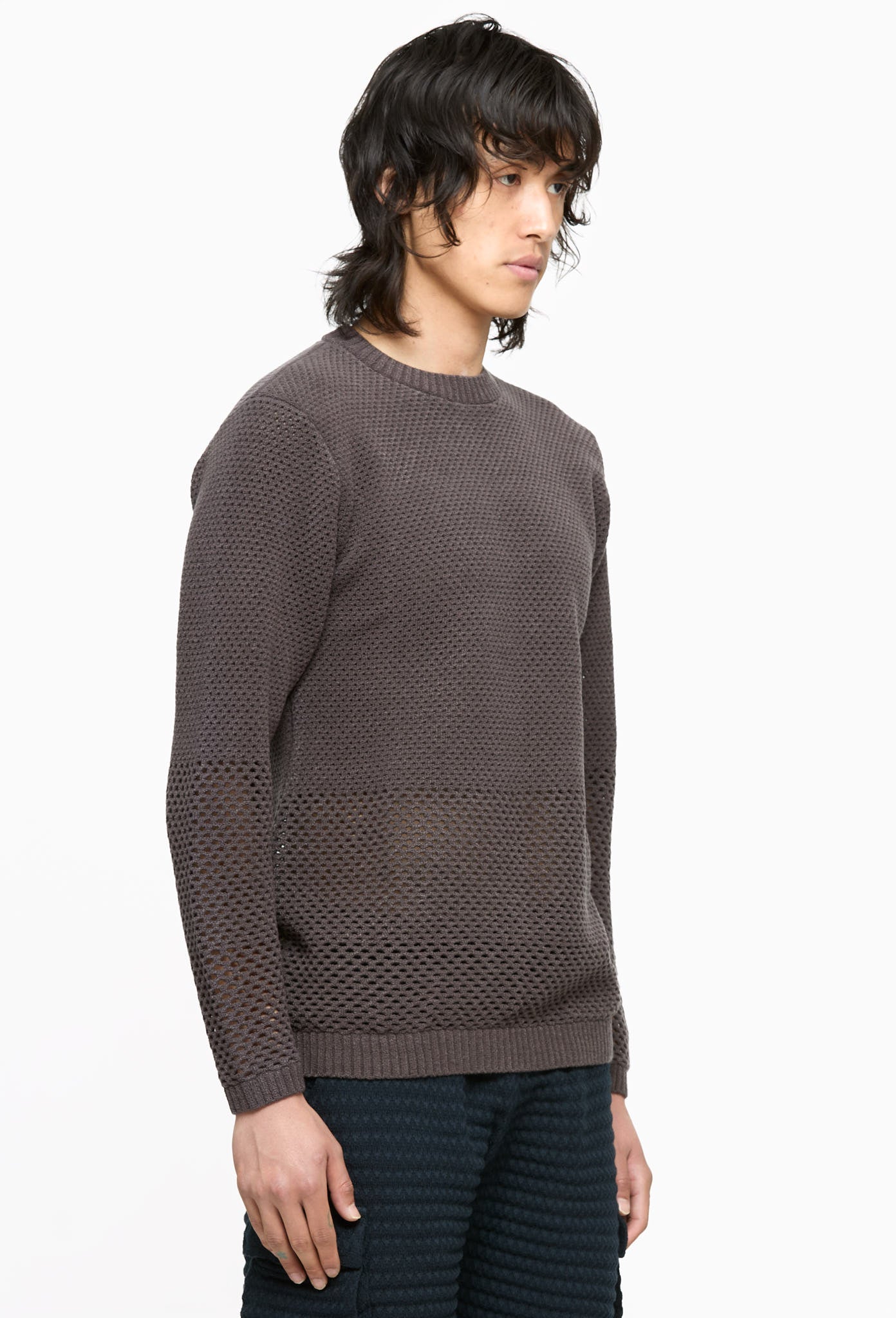 Iron Solid Crochet Crewneck Sweater