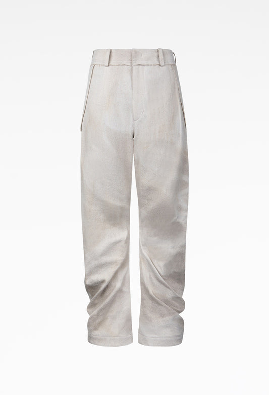 Ivory Sun-Bleached Curved Trousers