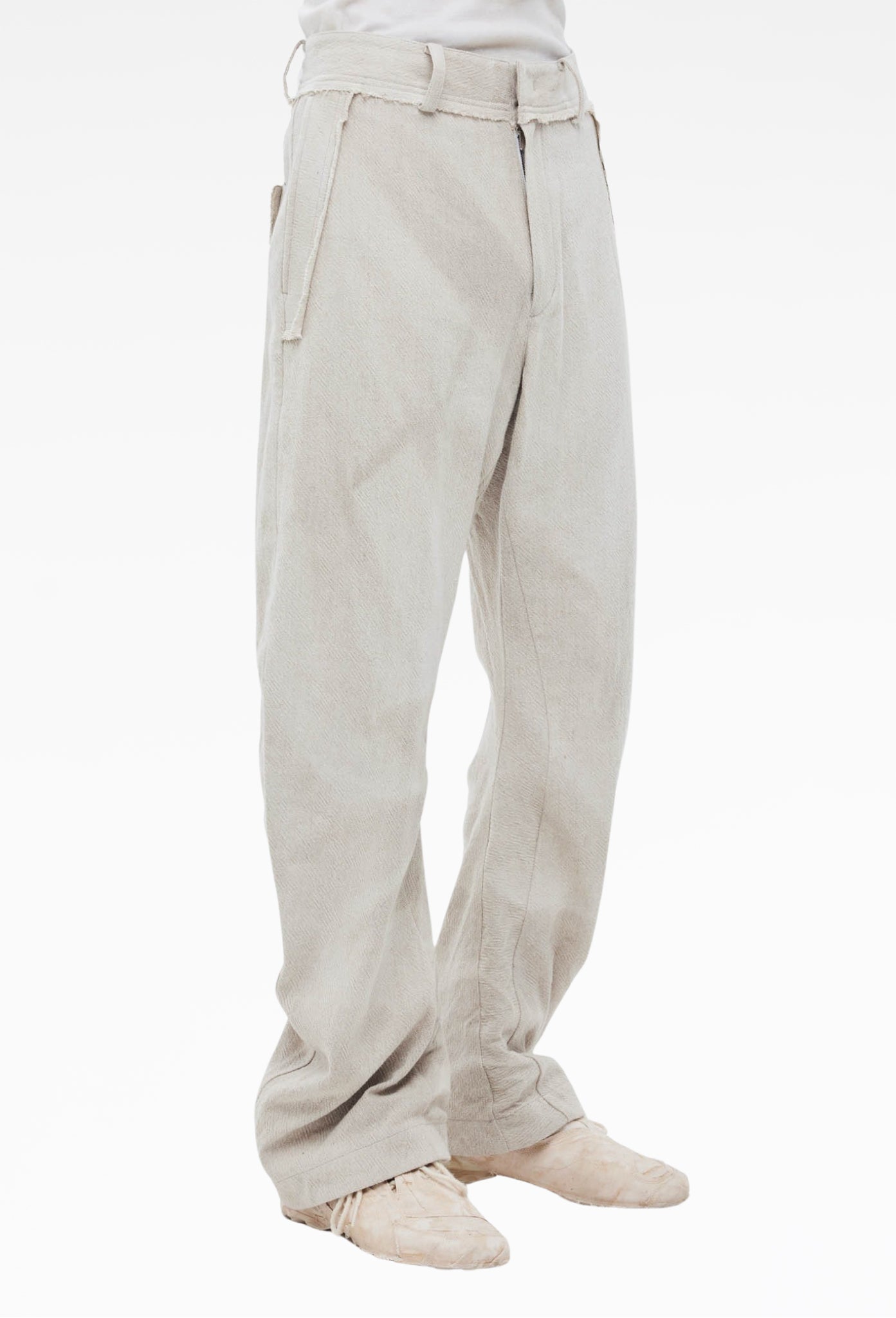 Ivory Sun-Bleached Curved Trousers