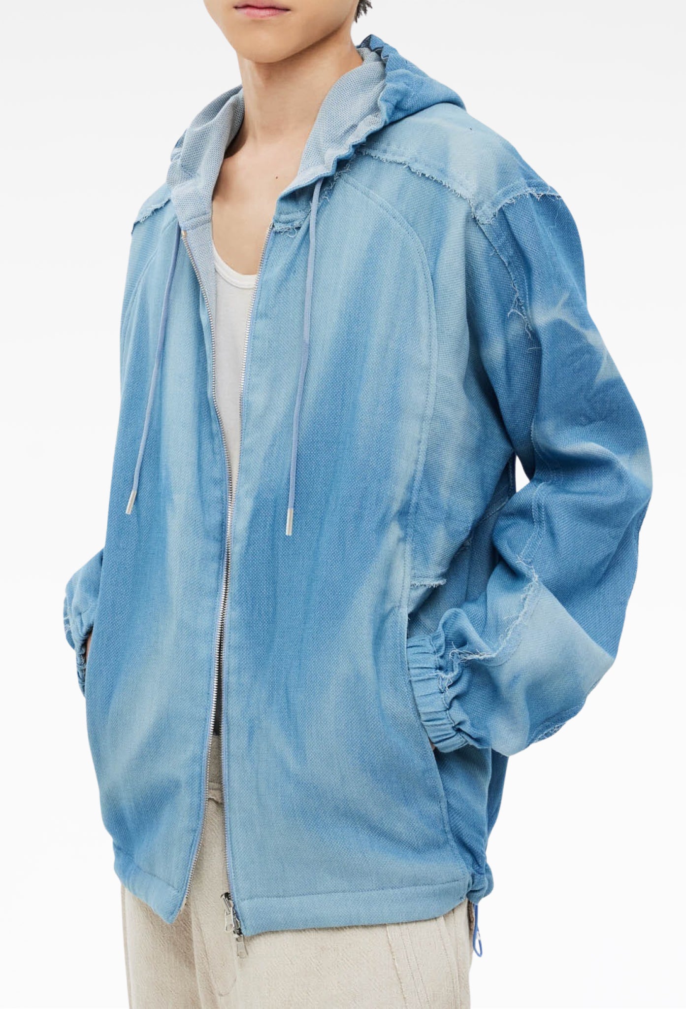 Light Blue Sun-Bleached Reversible Hood Jacket