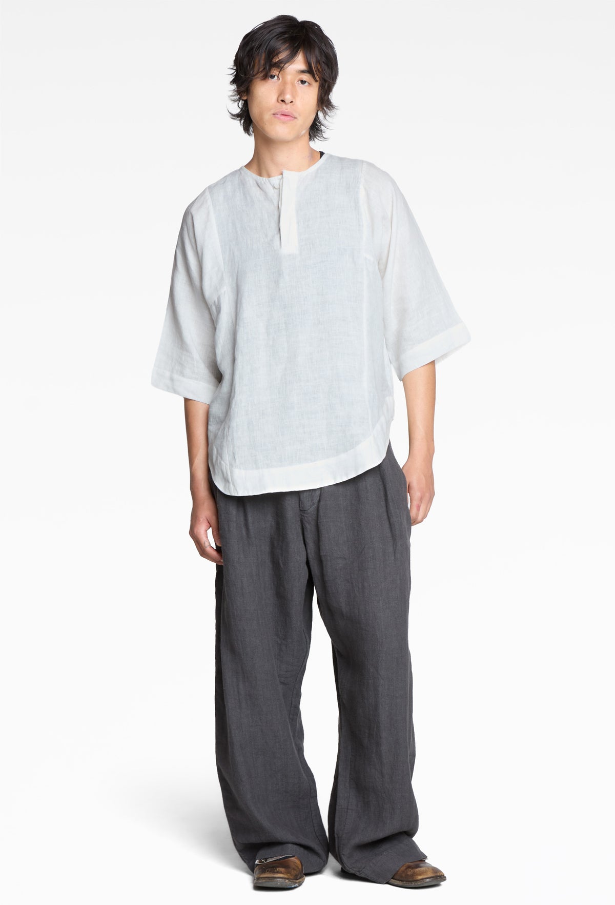 Linen Curved Fisherman Short Sleeve