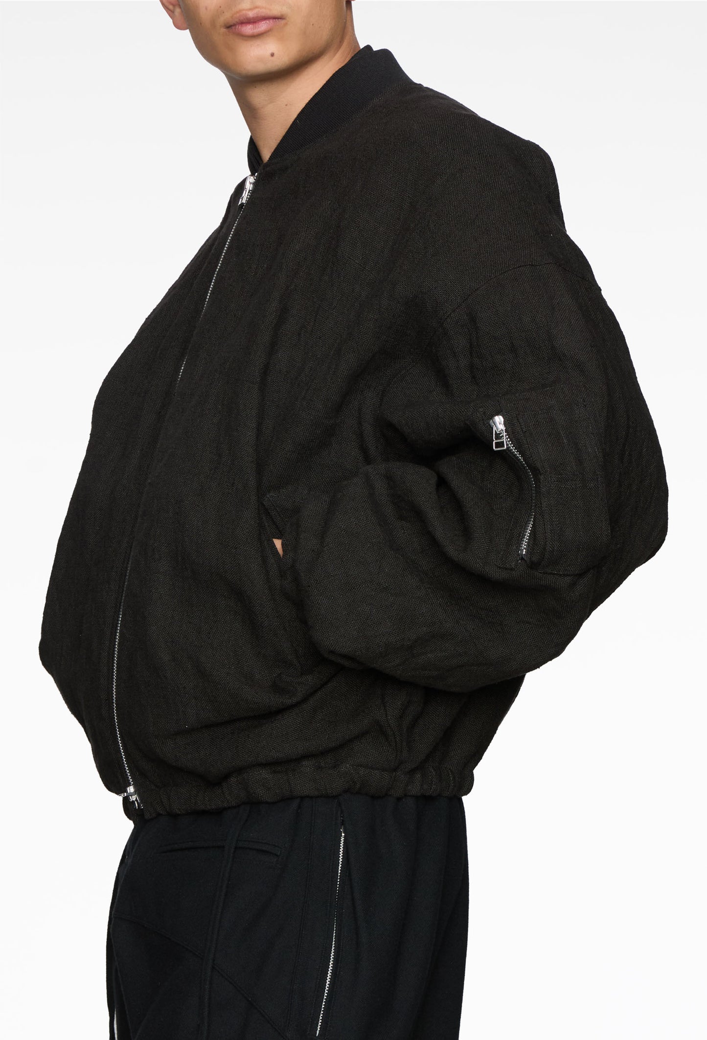 Linen Draped Ma1 Blouson