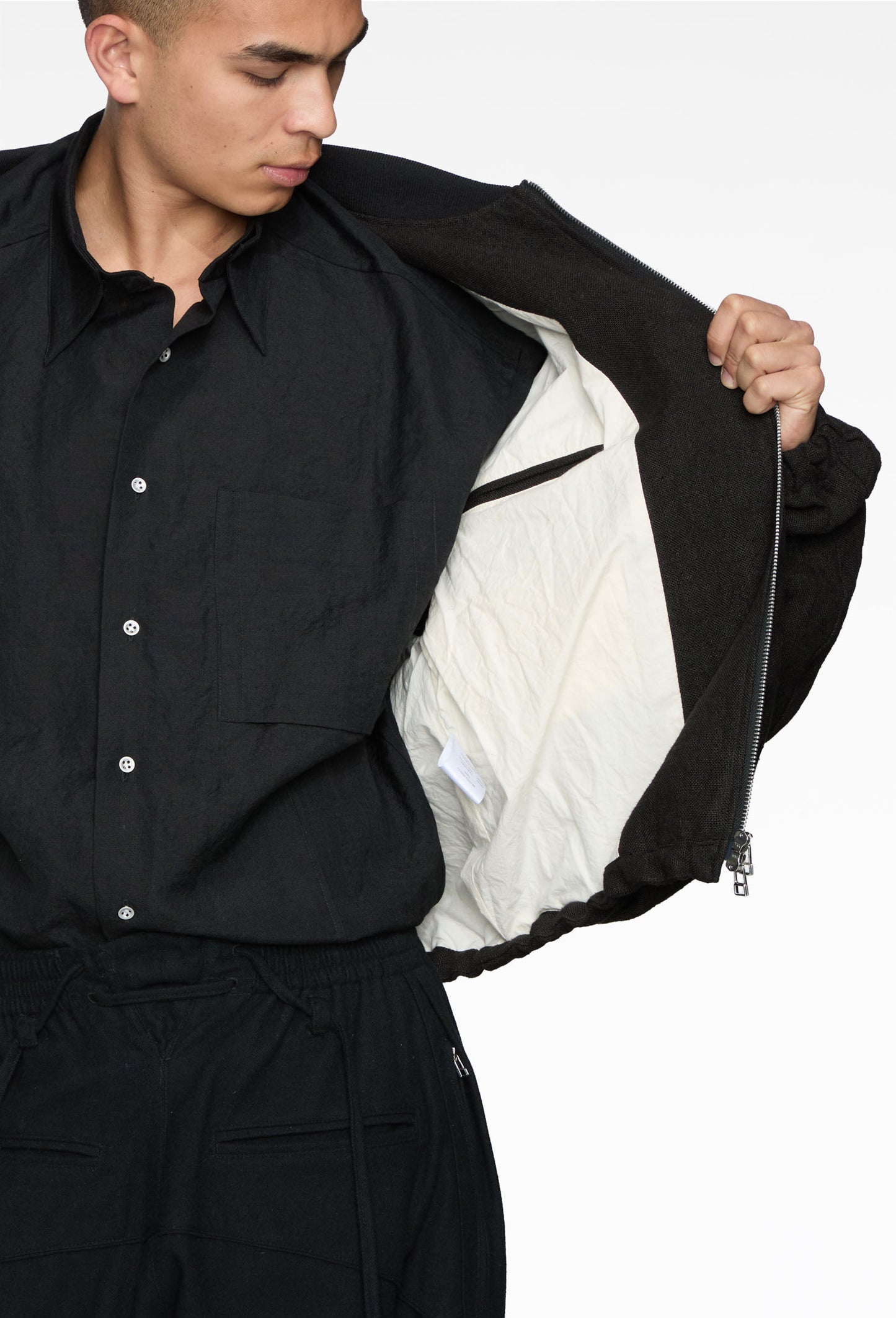Linen Draped Ma1 Blouson