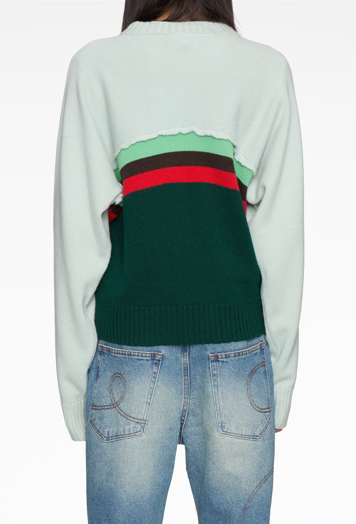 Mint-Forest Green Stacked Bat Sweater