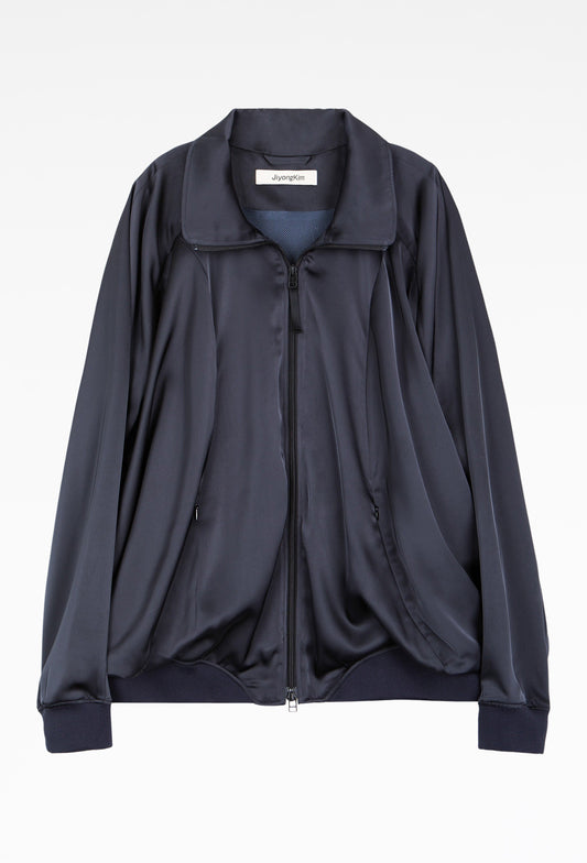 Navy Draped Track Jacket