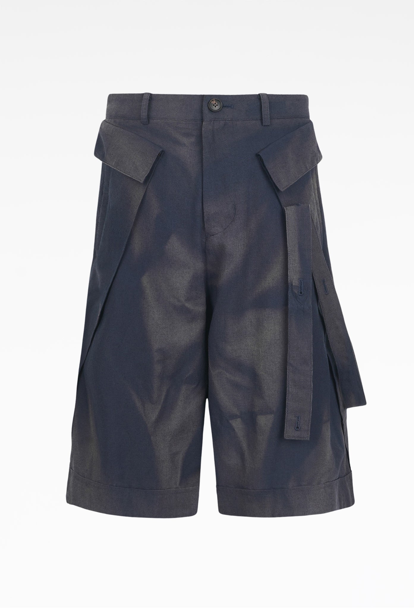 Navy Sun-Bleached Layered Half Trousers