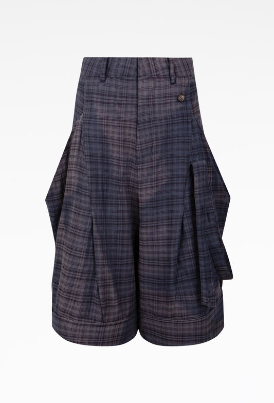 Navy Sun-Bleached Layered Strap Half Trousers