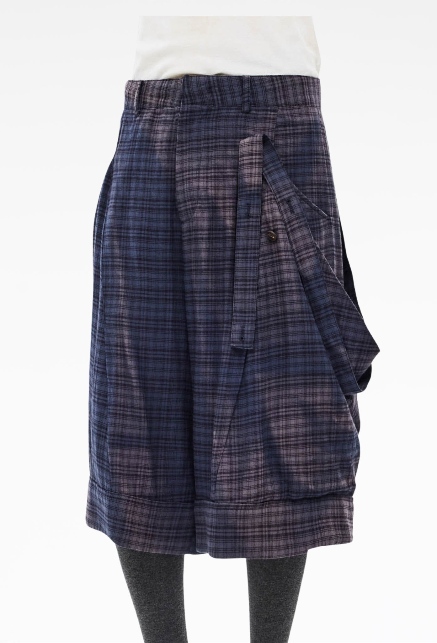 Navy Sun-Bleached Layered Strap Half Trousers