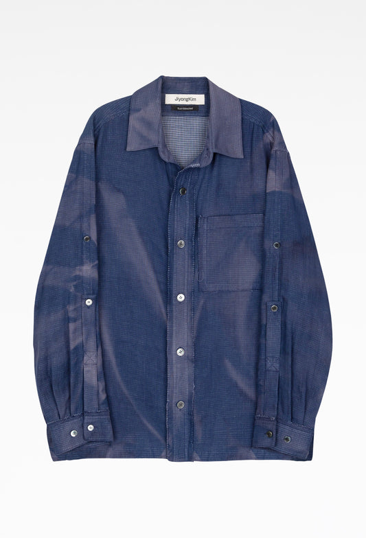 Navy Sun-Bleached Strap Detailed Shirt