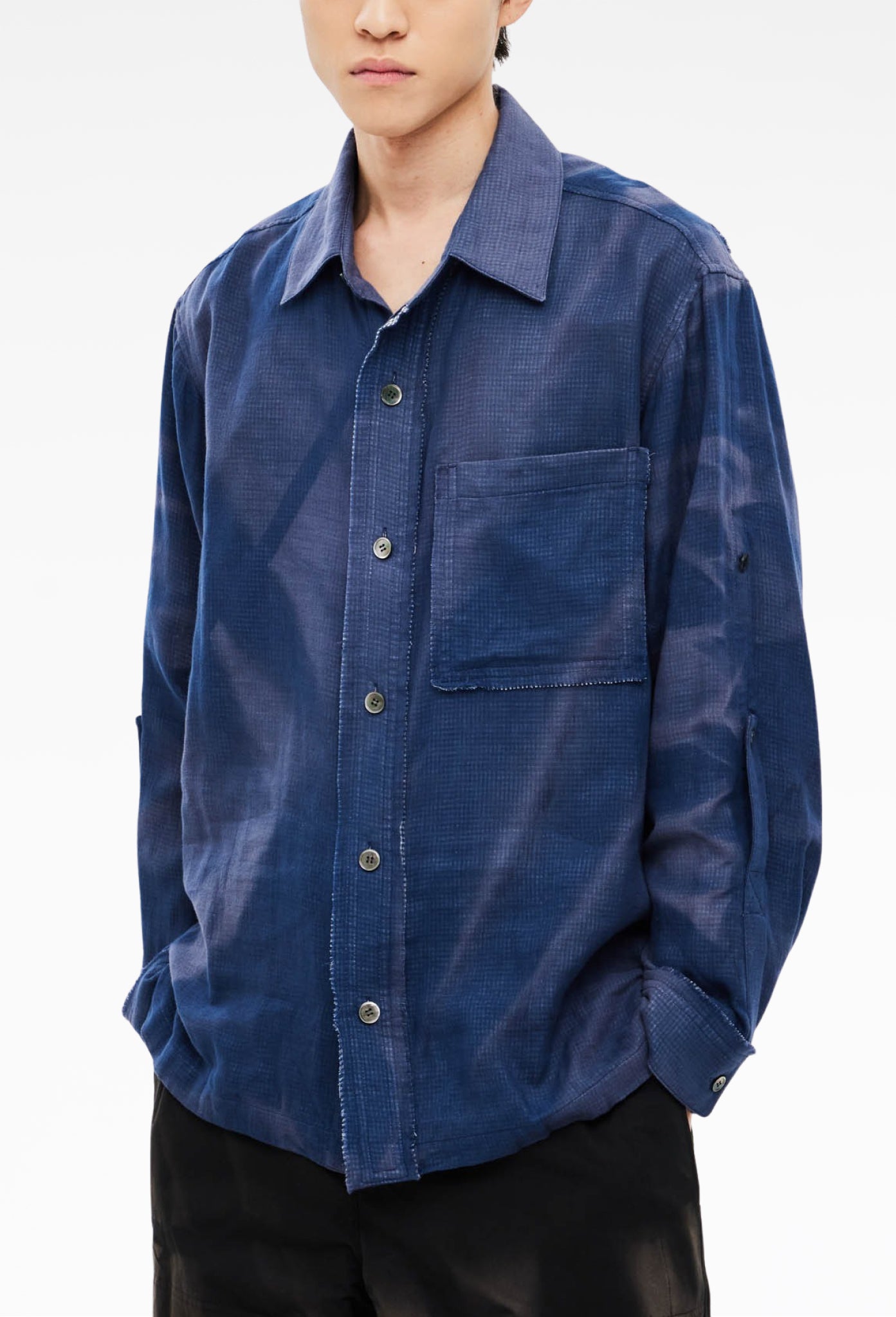 Navy Sun-Bleached Strap Detailed Shirt