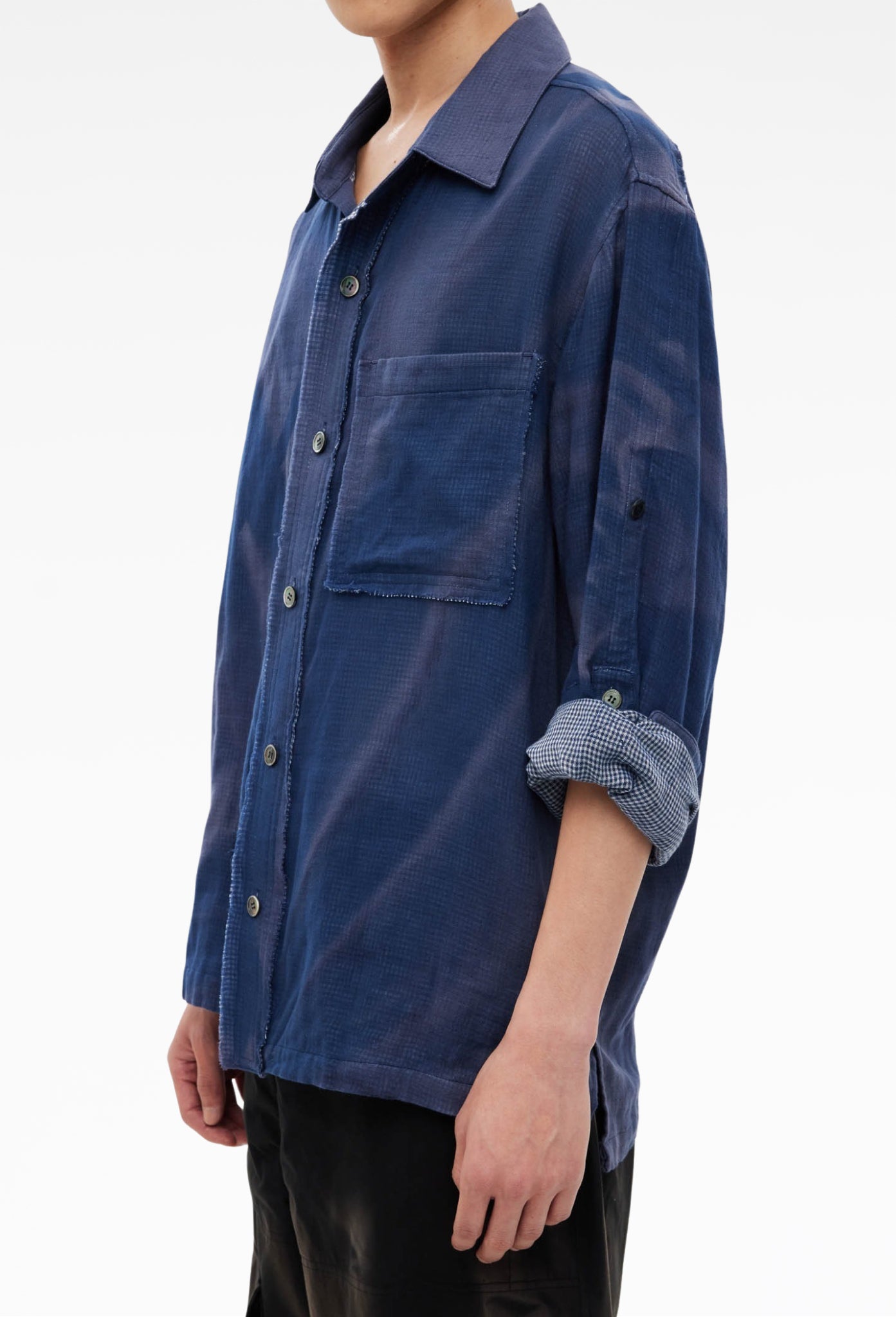 Navy Sun-Bleached Strap Detailed Shirt