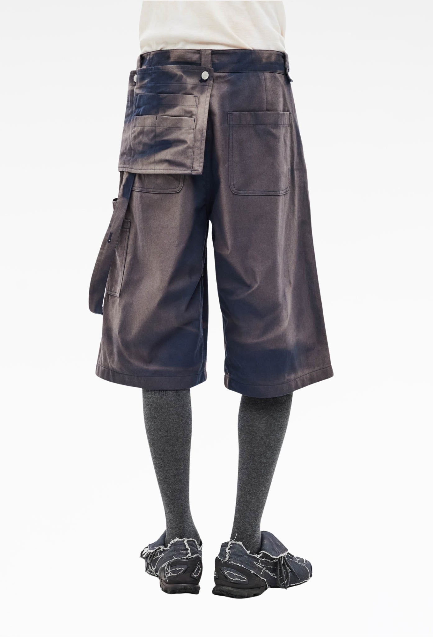 Navy Sun-Bleached Work Half Trousers