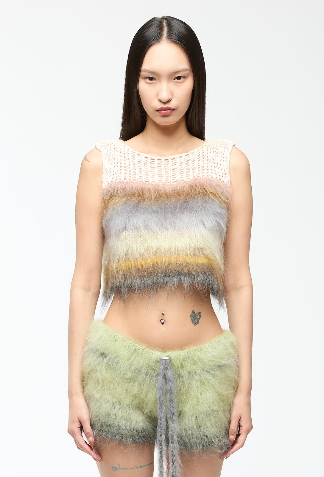 Nong Rak - Multicolored Textured Mohair Knit Tank and Matching Shorts