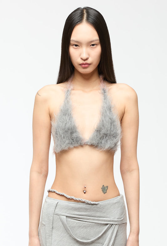 Nong Rak - Dark Grey String Bralette Top and Low-Rise Pants