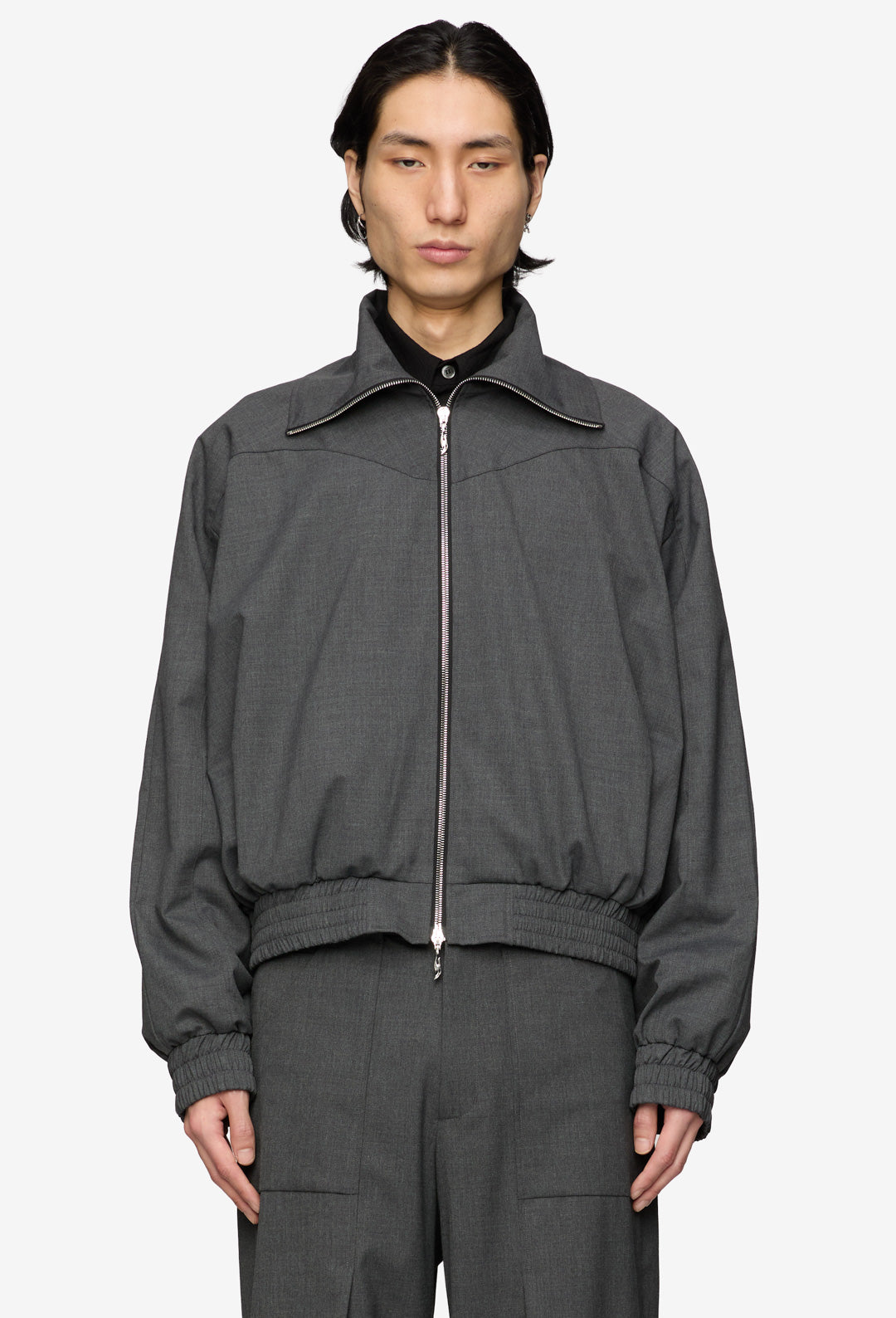Obsidian Funnel-Neck Track Jacket