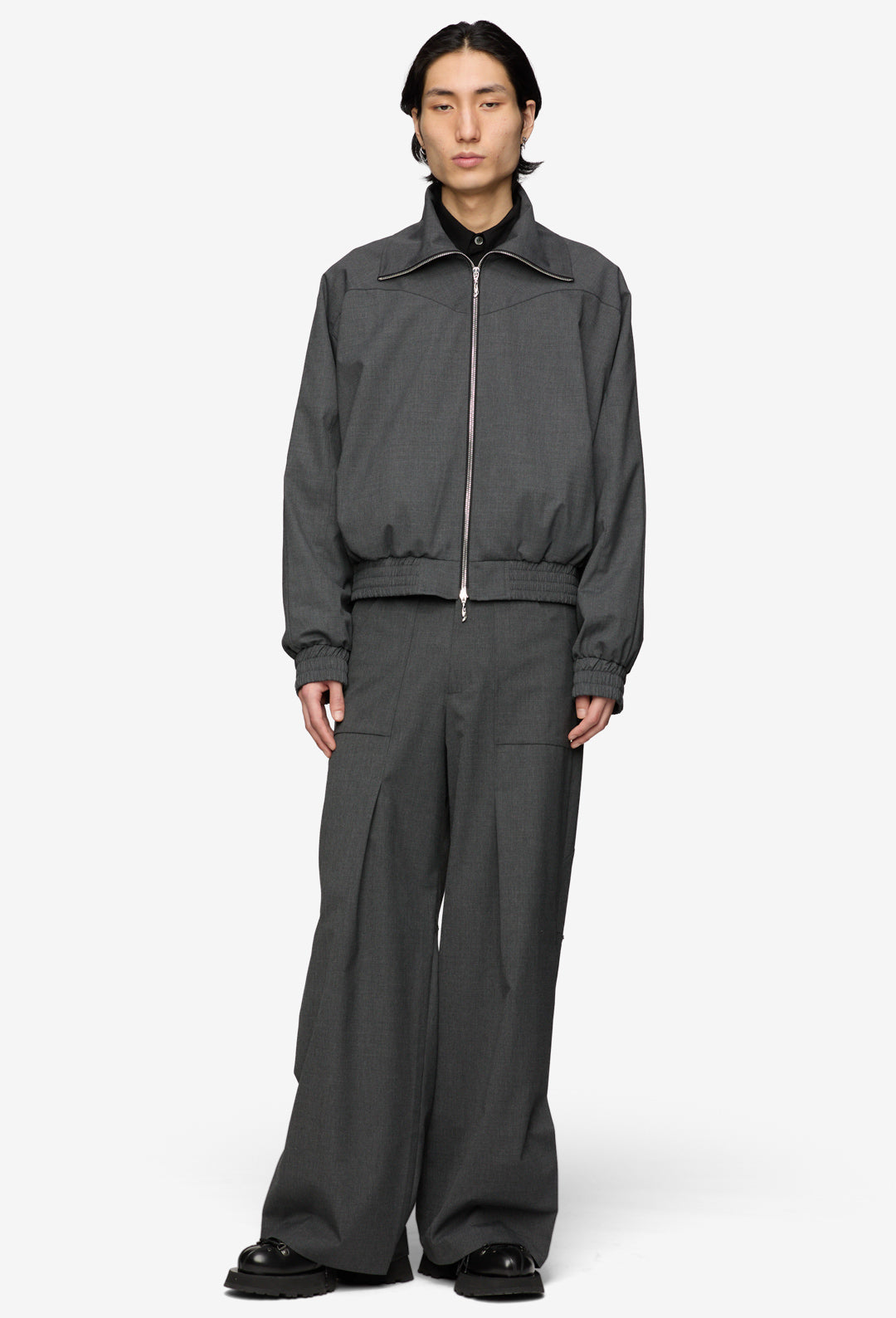 Obsidian Funnel-Neck Track Jacket