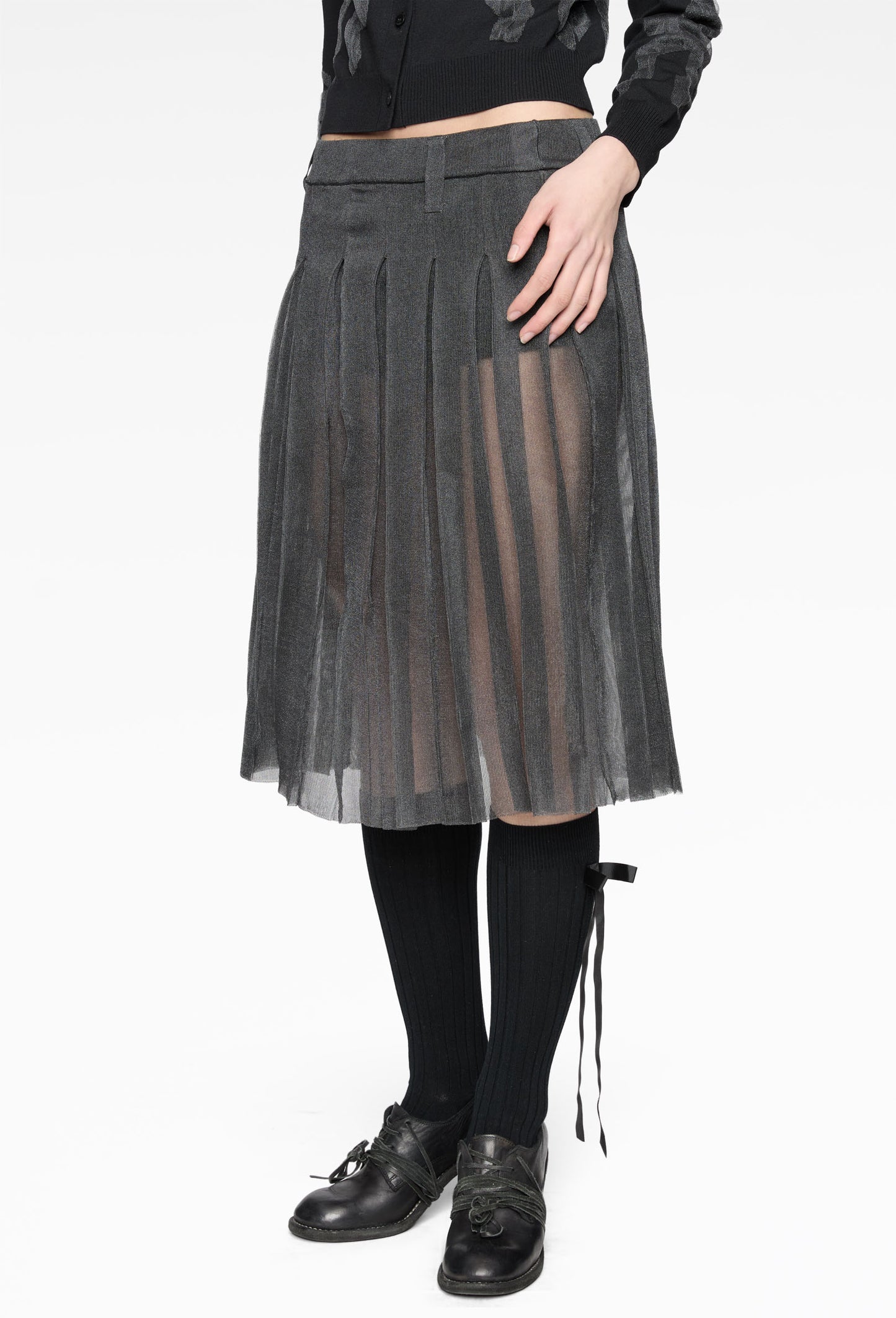 Organza Knit Pleated Skirt