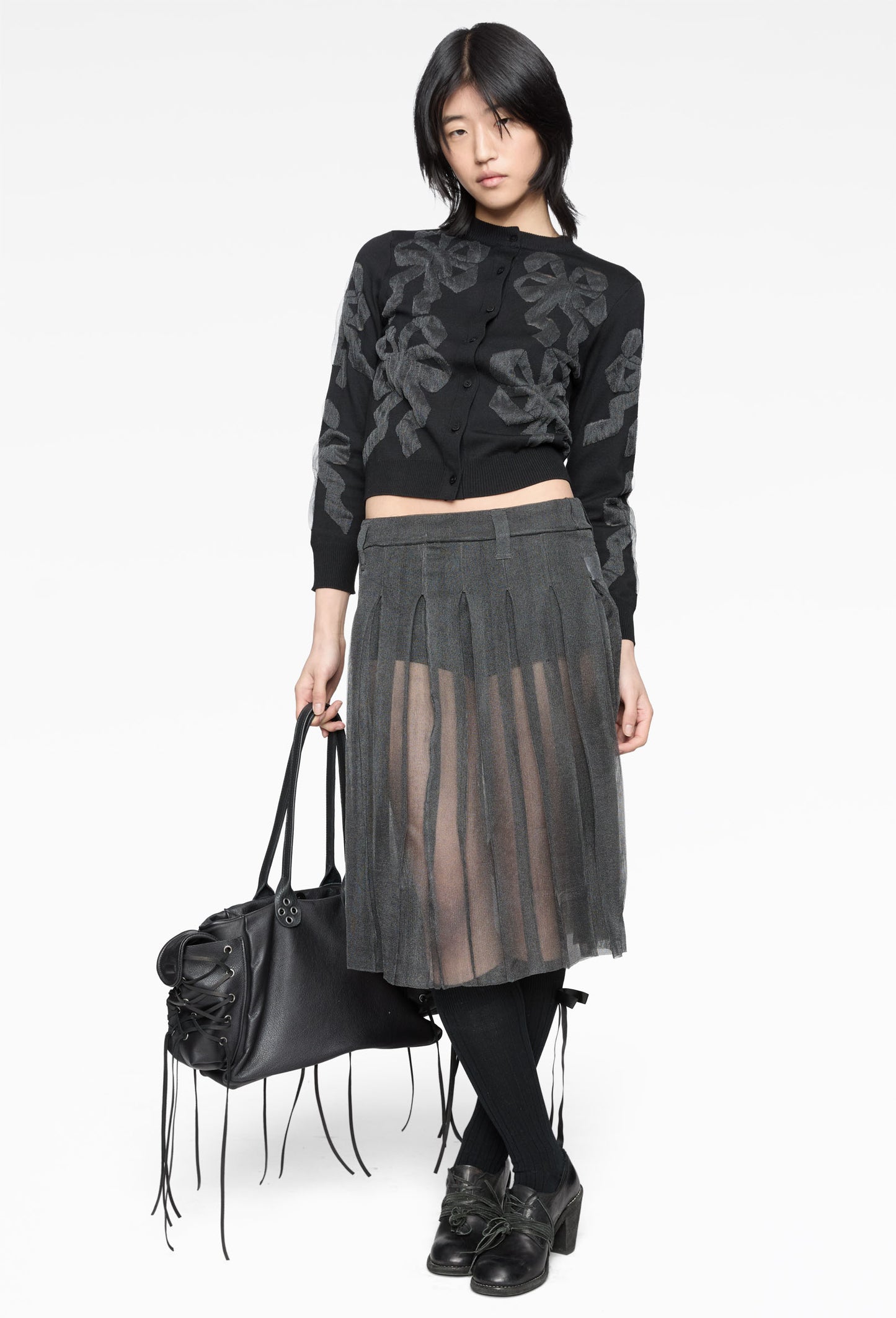 Organza Knit Pleated Skirt