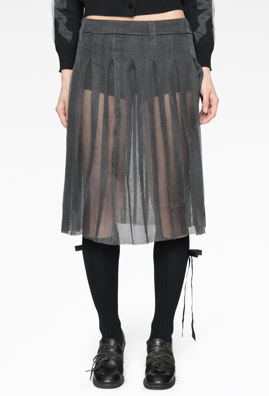Organza Knit Pleated Skirt