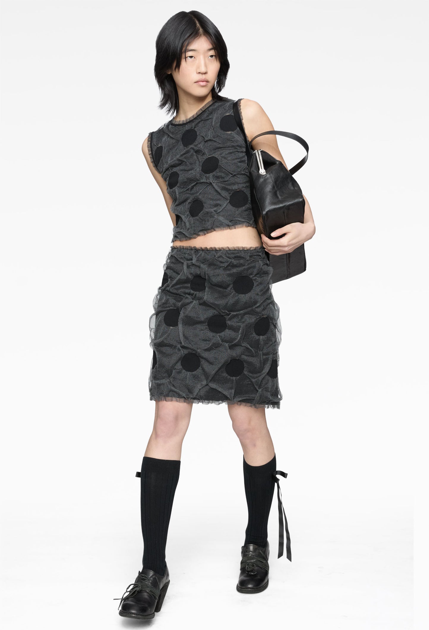 Polka Dot Bubble Gum Knit Skirt